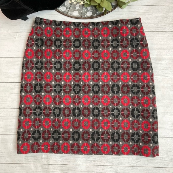 Talbots Wool Blend Geometric Mini Skirt - Picture 2 of 9